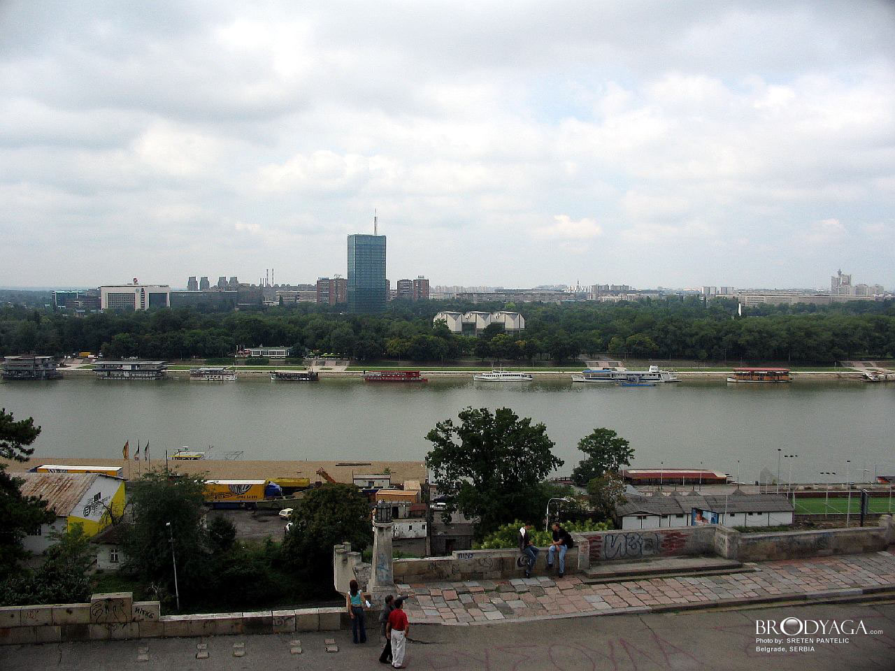 A view on the Sava  river and  New Belgrade